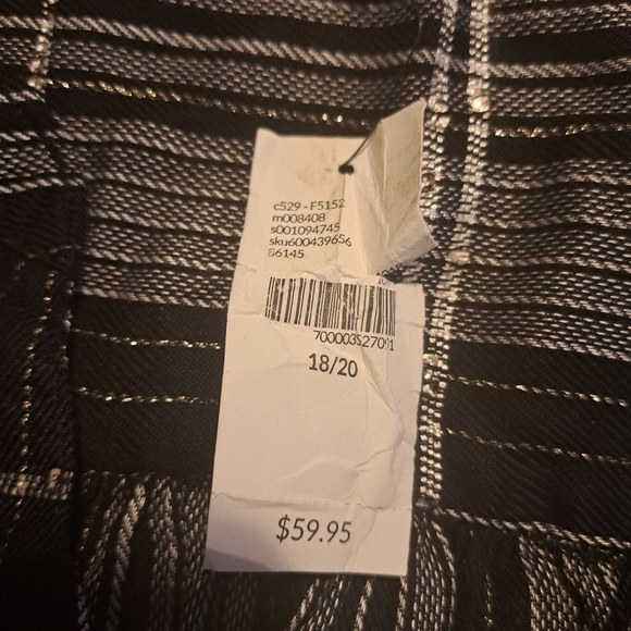 Lane Bryant women's size 18/20 black & silver long sleeve blouse, sequins NEW - Picture 5 of 8